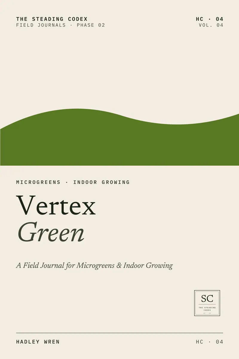 Vertex Green — A Field Journal for Microgreens & Indoor Growing. Front cover, The Steading Codex HC-04.