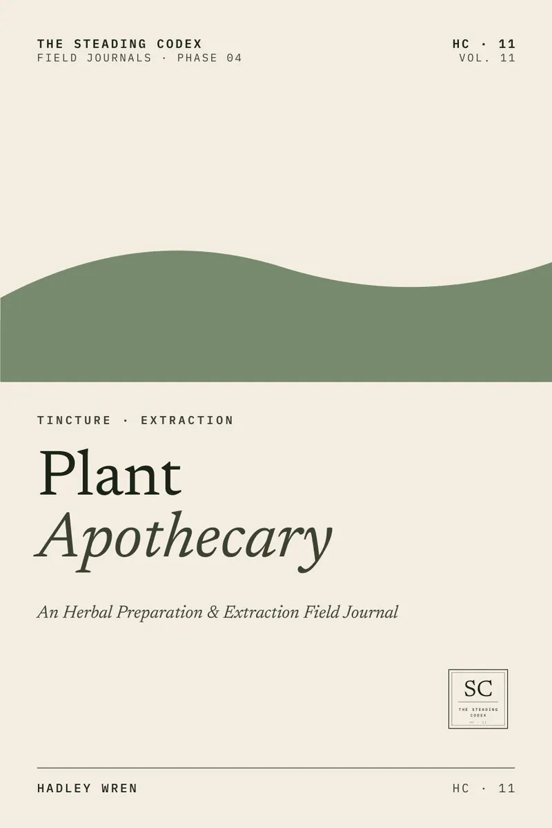 Plant Apothecary — An Herbal Preparation & Extraction Field Journal. Front cover, The Steading Codex HC-11.