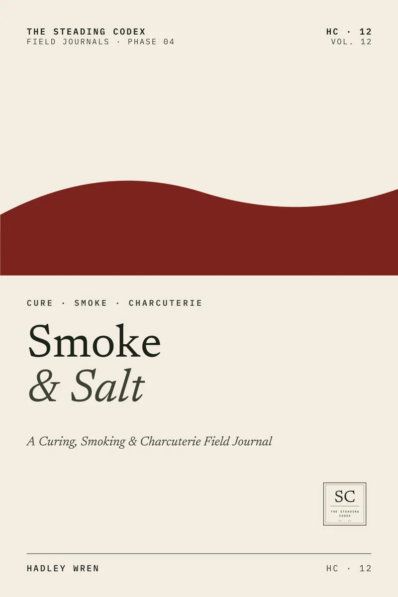 Smoke & Salt — A Curing, Smoking & Charcuterie Field Journal. Front cover, The Steading Codex HC-12.