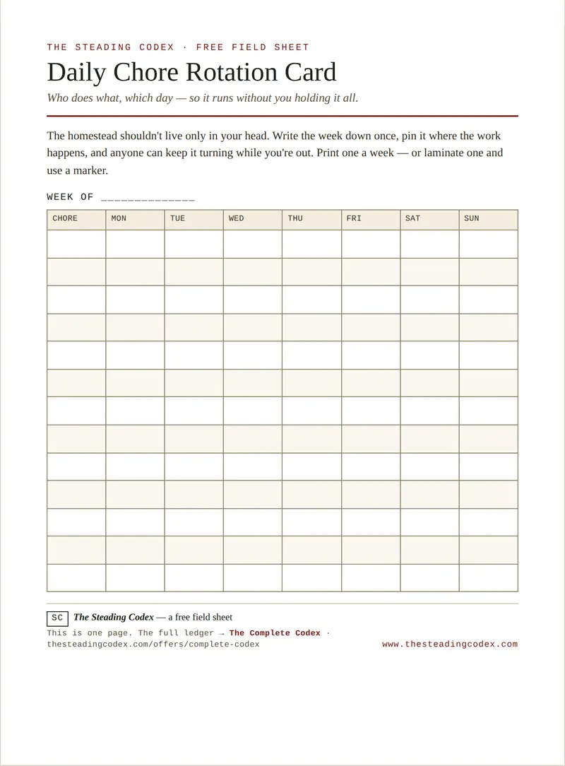 The Daily Chore Rotation Card