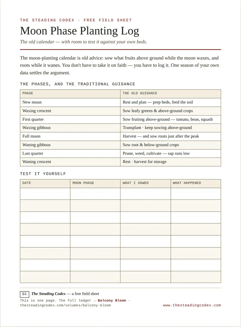 The Moon Phase Planting Log