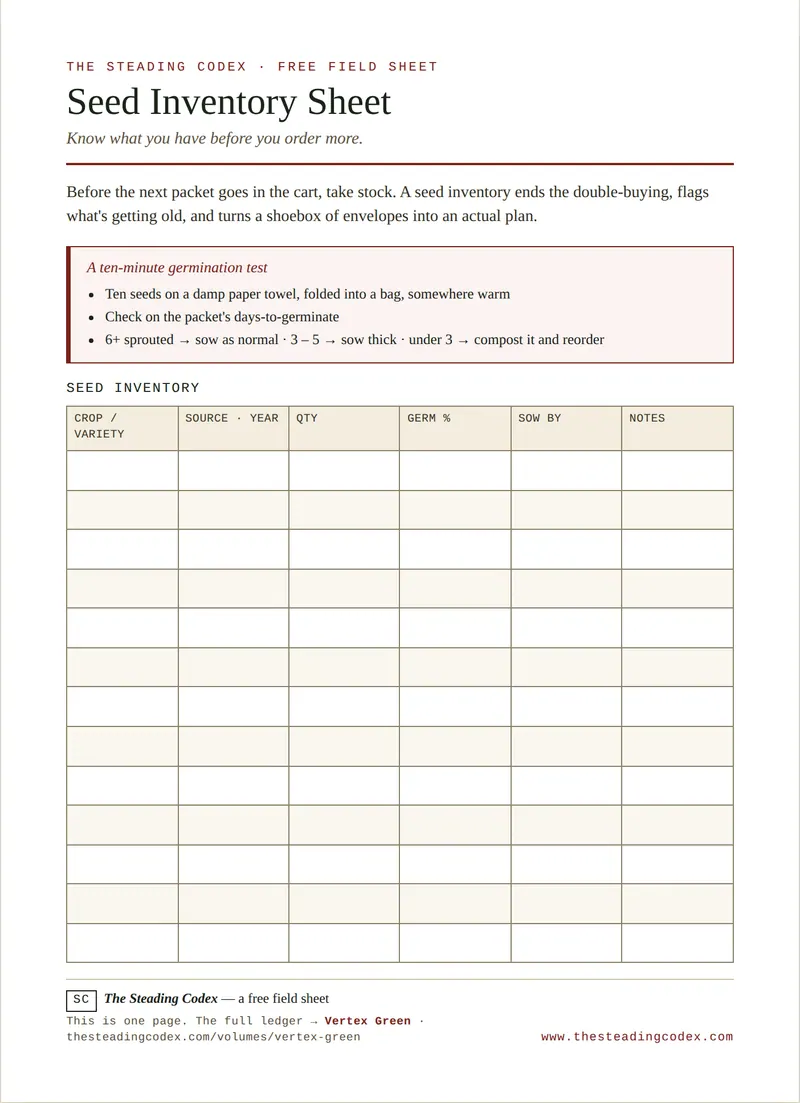 The Seed Inventory Sheet