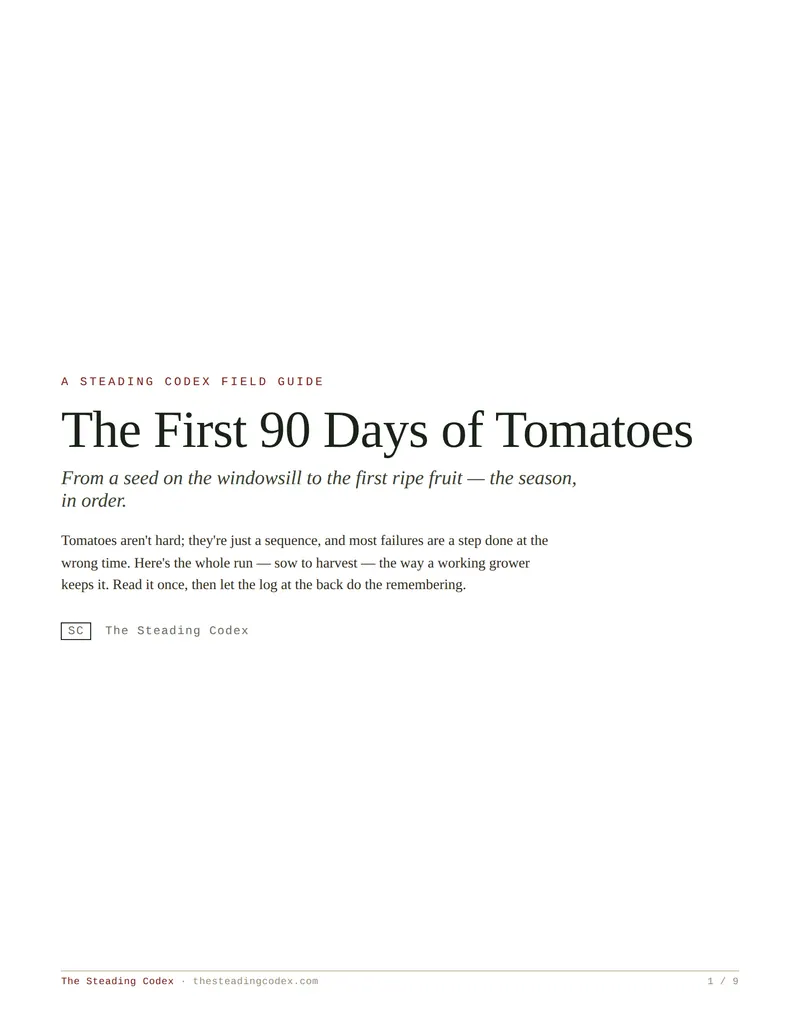 The First 90 Days of Tomatoes