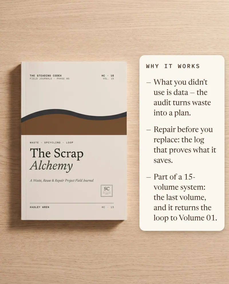 Why it works — waste audited into a plan, repair over replace, closes the 15-volume loop