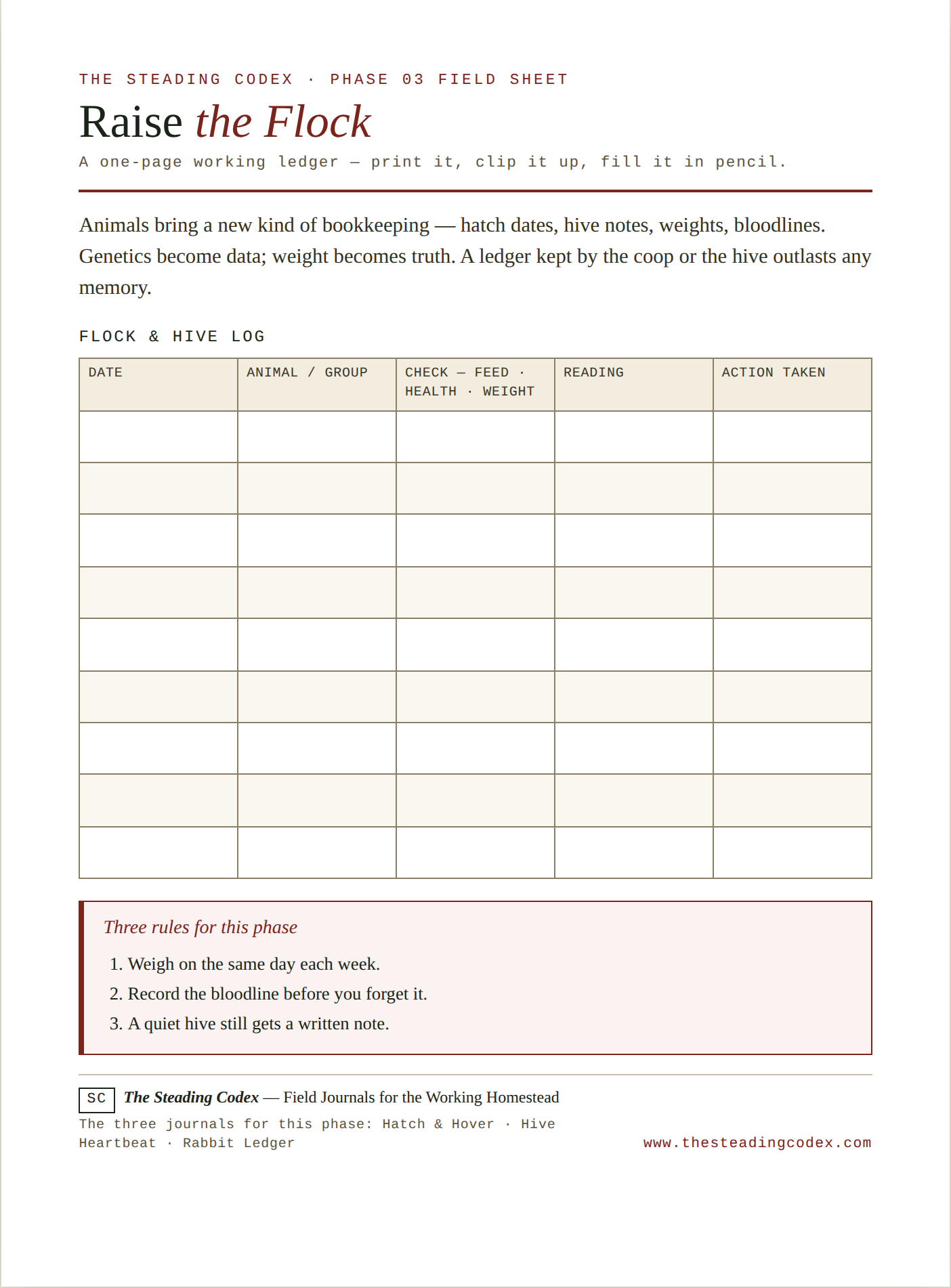The Flock & Hive Log