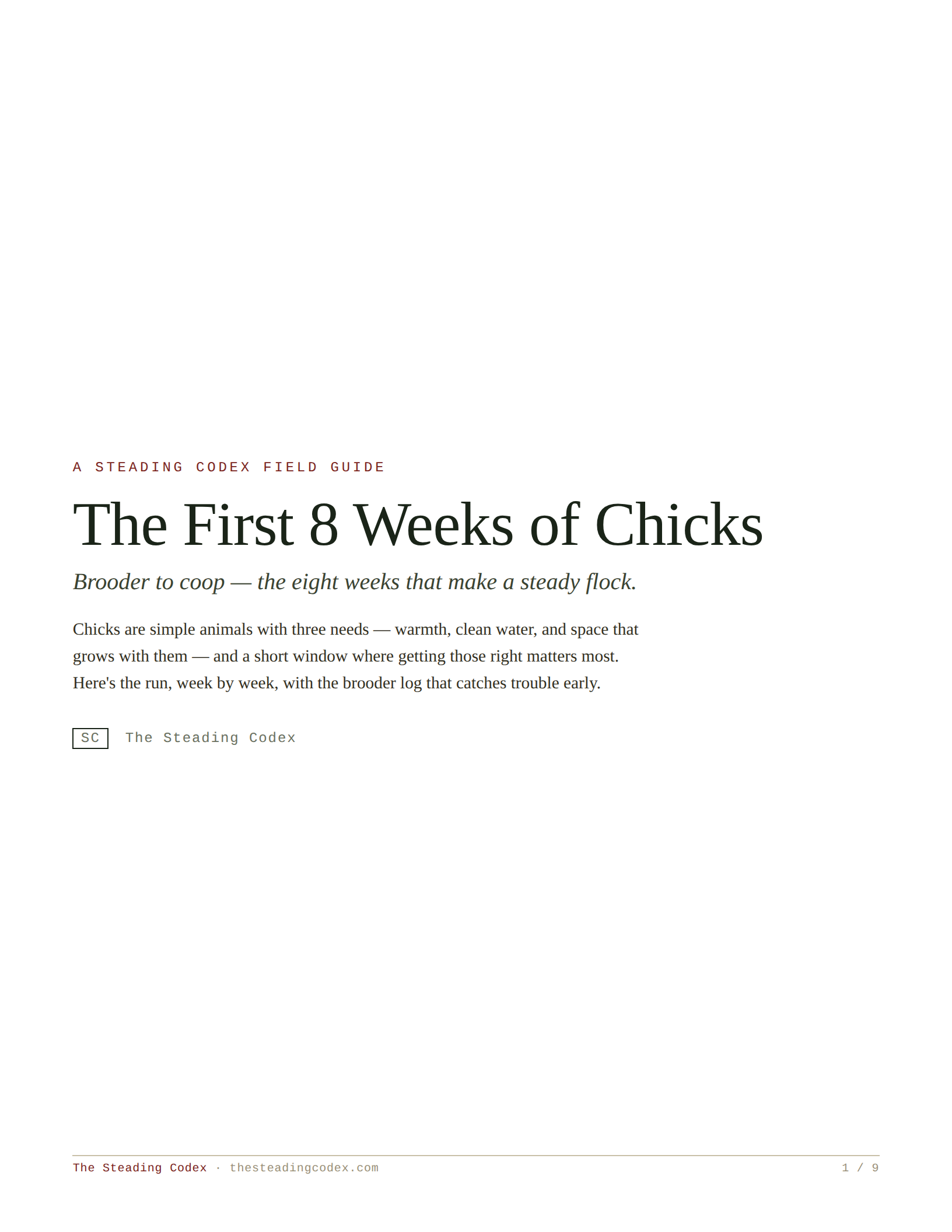 The First 8 Weeks of Chicks