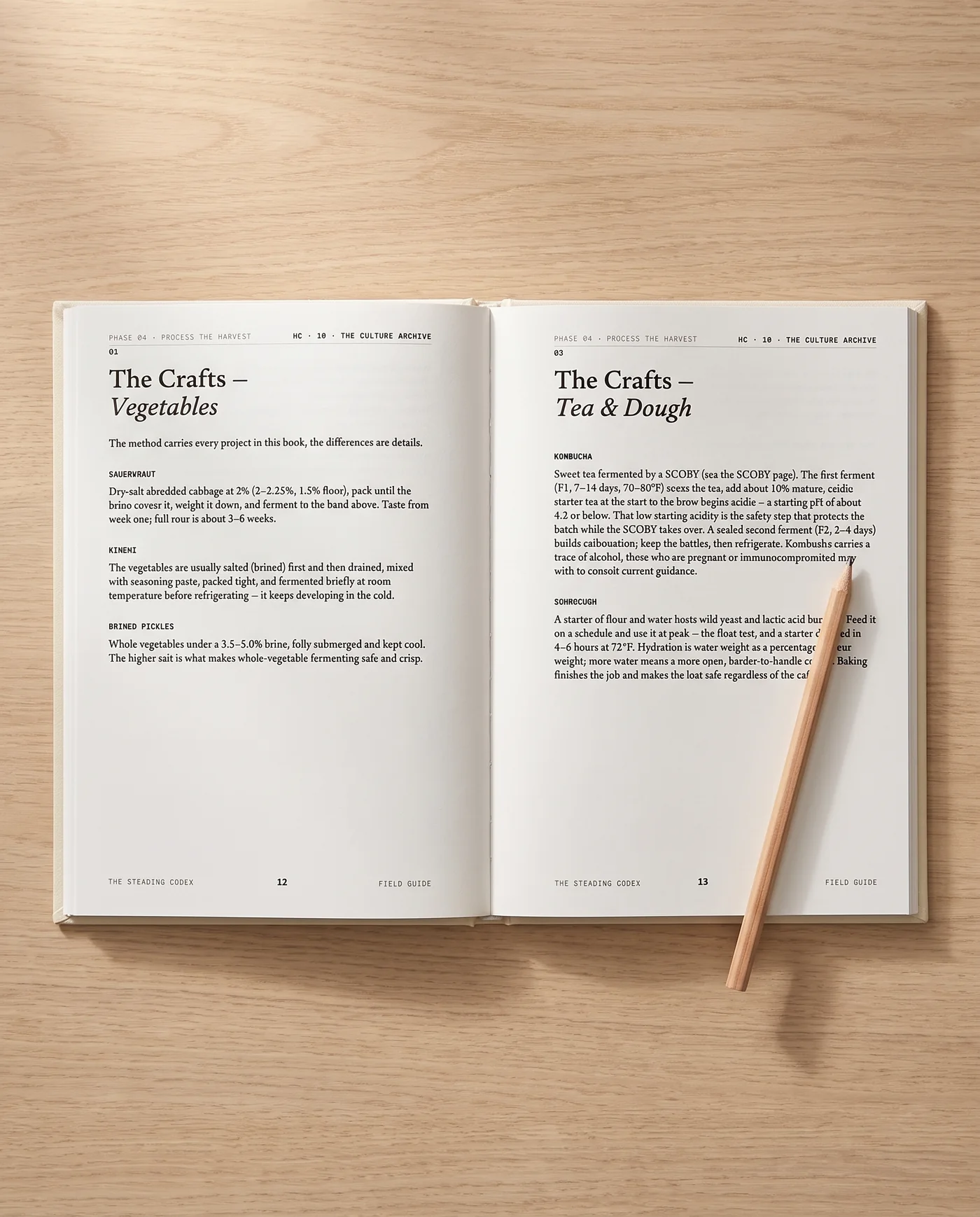 The Culture Archive open to the kombucha and sourdough record pages