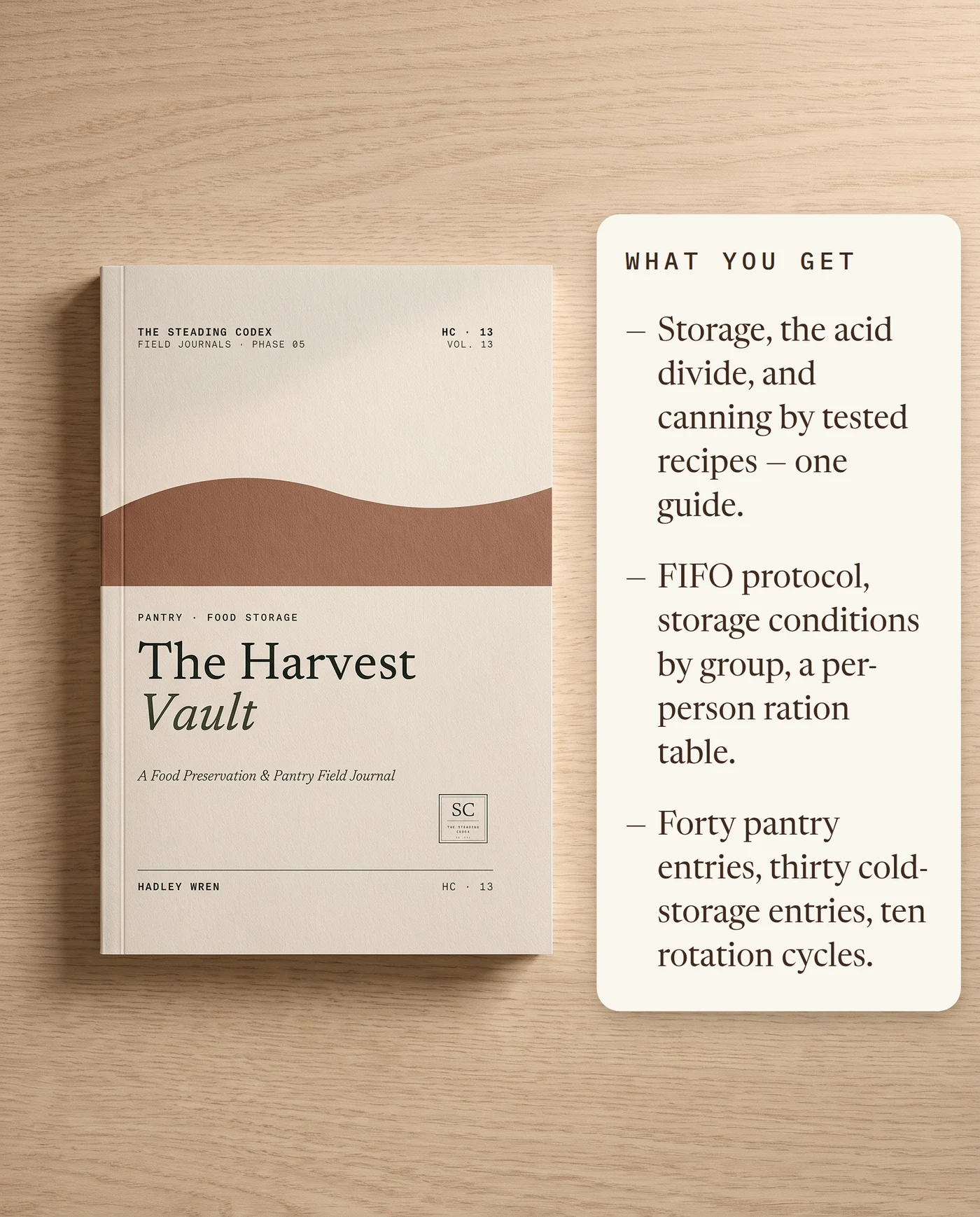 What you get — storage guidance, FIFO protocol, eighty pantry and cold-storage entries