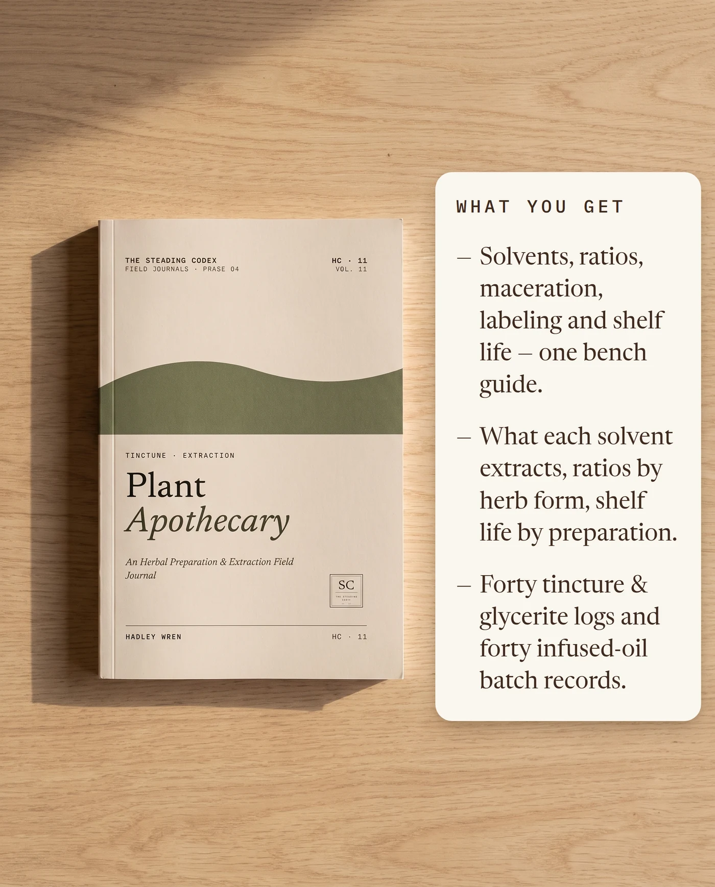 What you get — solvent and ratio guidance, shelf-life tables, eighty preparation logs