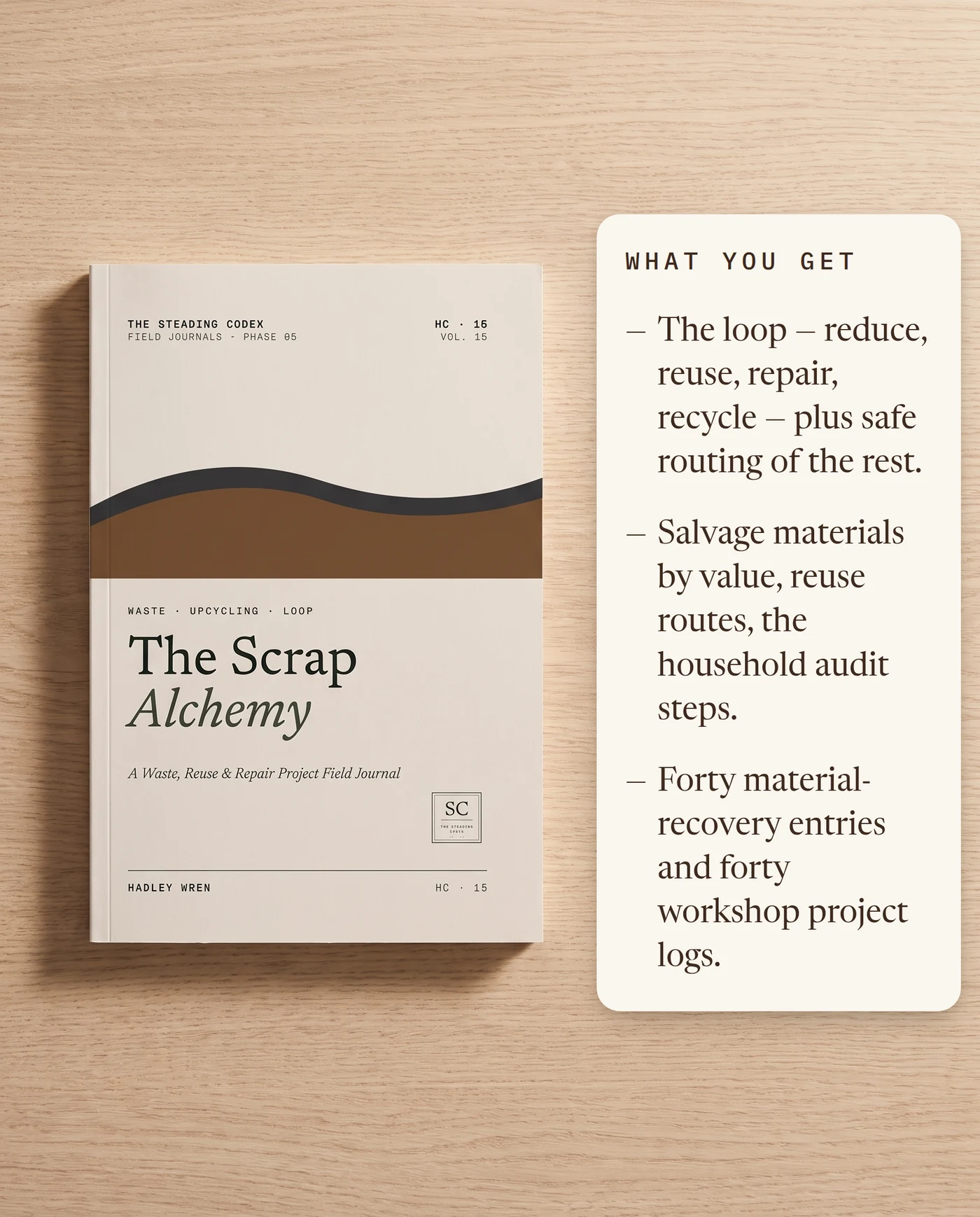 What you get — the reduce-reuse-repair loop, salvage values, eighty recovery logs