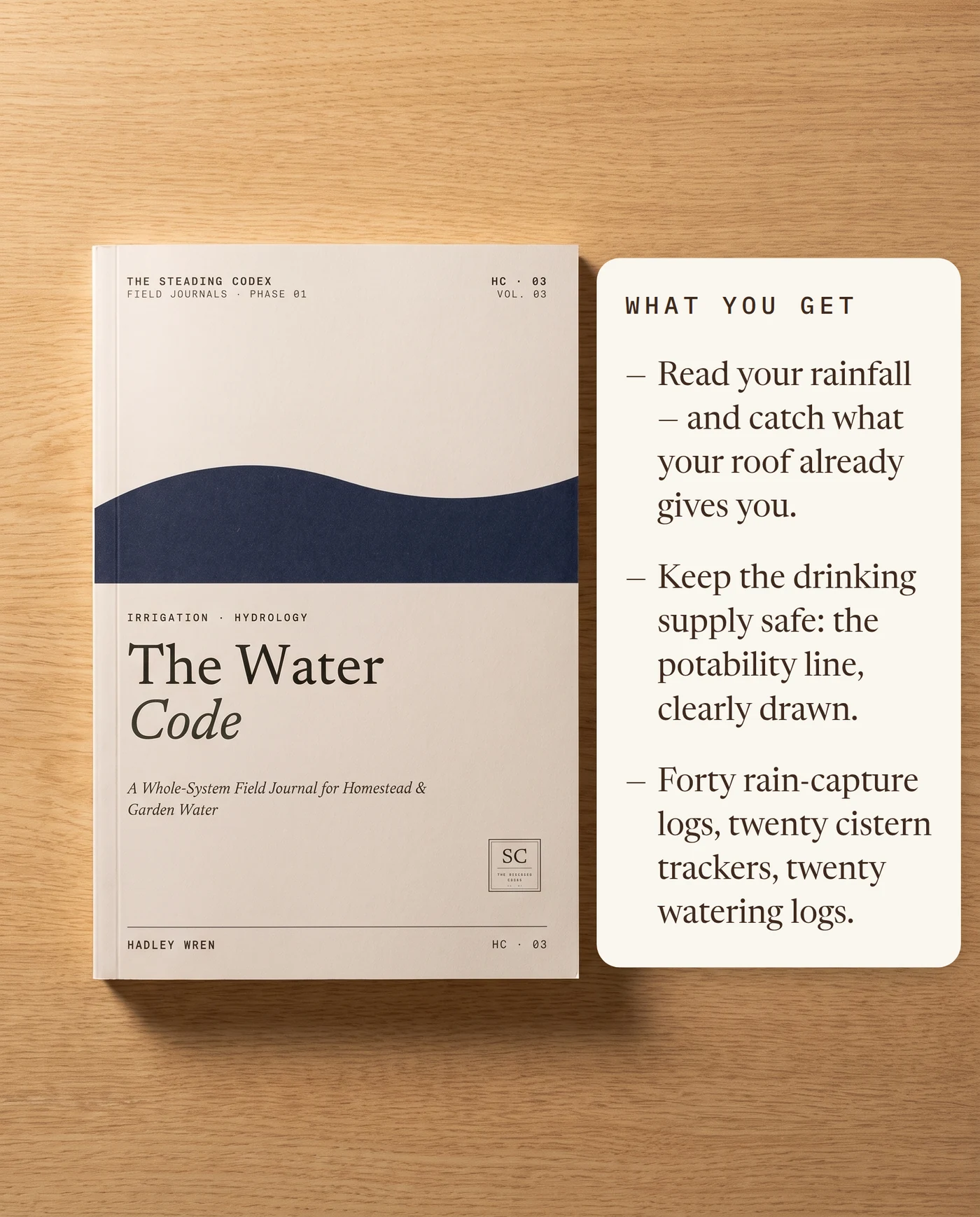 What you get — rainfall records, a clear potability line, eighty water logs